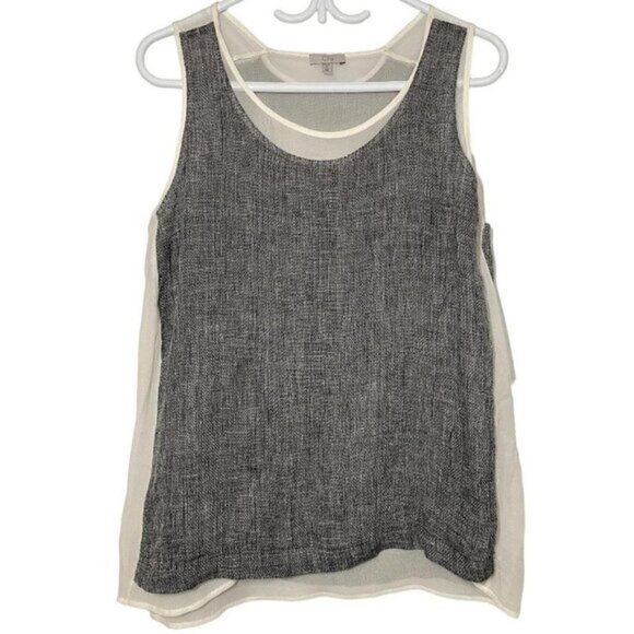 Clu Grey Sleeveless Linen Top with Sheer Lining size M - Picture 3 of 4